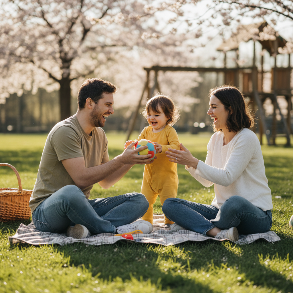 rodzina bawiąca się z dzieckiem